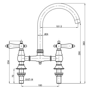 Deva Genoa Bridge Kitchen Mixer Tap