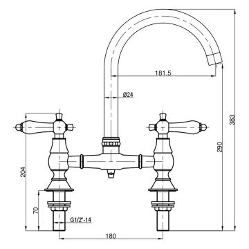 Deva Genoa Bridge Kitchen Mixer Tap