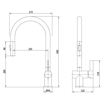 Deva Madrid Chrome Pull Out Mixer Tap