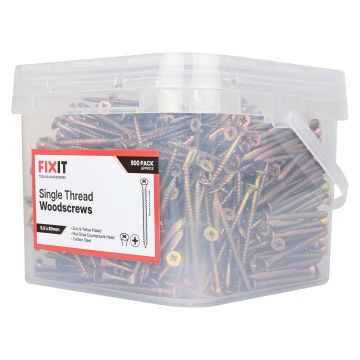 FIX-IT Single Thread Zinc Yellow Woodscrews 5 x 80mm Pack of 900