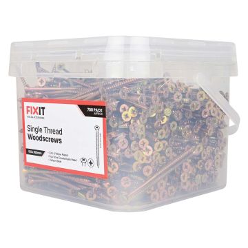 FIX-IT Single Thread Zinc Yellow Woodscrews 5 x 100mm Pack of 700