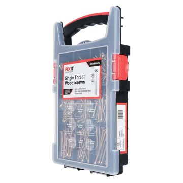 FIX-IT Single Thread Zinc & Yellow Woodscrews Grab Case Pack of 1000