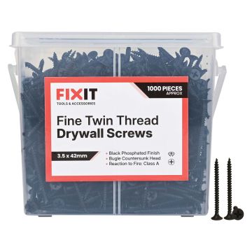 FIX-IT Twin Thread Drywall Screws 3.5 x 42mm Pack of 1000