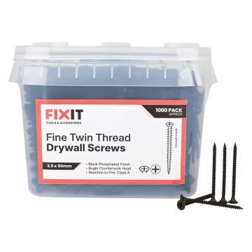 FIX-IT Twin Thread Drywall Screws 3.5 x 50mm Pack of 1000