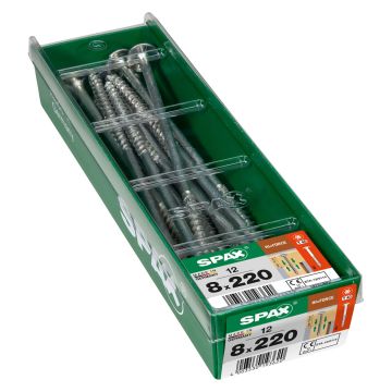 Spax Wirox Construction Screws 8 x 220mm Pack of 12