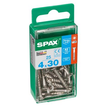 Spax CSK T-Star Stainles Steel Screws 4 x 30mm Pack of 25