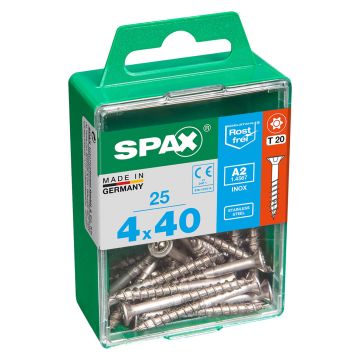 Spax CSK T-Star Stainless Steel Screws 4 x 40mm Pack of 25
