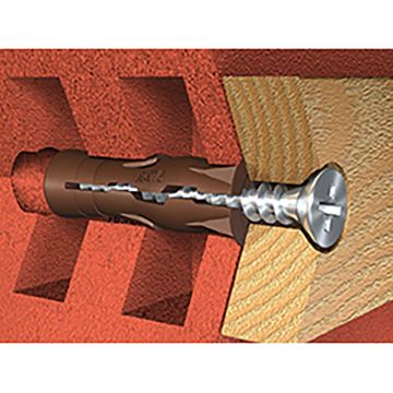 Rawlplug Uno Plugs Brown 7 x 30mm Pack of 96