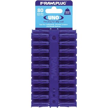 Rawlplug Uno Plugs Blue 8 x 32mm Pack of 80