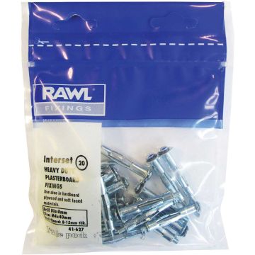 Rawlplug Interset & Screws M5 x 37mm Pack of 20
