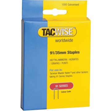 Tacwise 91 Series 35mm Narrow Crown Staples Pack of 1000