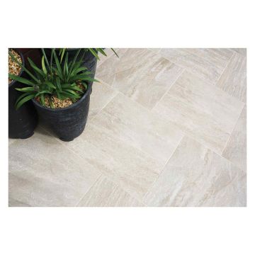 Vitripiazza Anno Lite Pearl Porcelain Paving Slabs 600 x 600 x 16mm Pack of 3