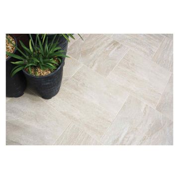 Vitripiazza Anno Lite Pearl Porcelain Paving Slabs 600 x 600 x 16mm Pack of 3