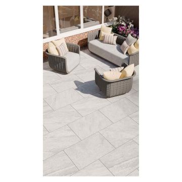 Vitripiazza Anno Lite Grey Porcelain Paving Slabs 900 x 600 x 16mm Pack of 2