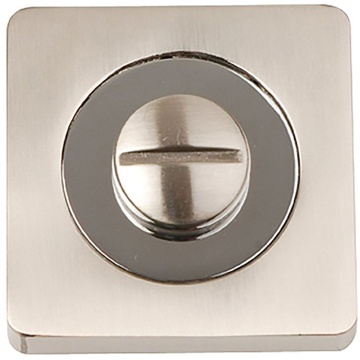 Square Bathroom Thumbturn Set Satin Nickel / Polished Chrome