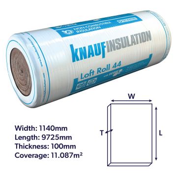 Knauf Insulation Loft Roll 44 100mm 11.087m²