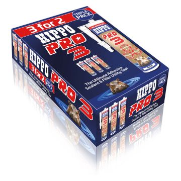 Hippo Pro 3 Sealant & Adhesive White 290ml Pack of 3