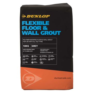 Dunlop Flexible Floor & Wall Tile Grout Grey 10kg