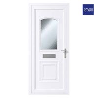 Smart Security uPVC Front Door Two Panel Large Glass Balmoral White Left Hand Obscure Glass 920 x 2090mm