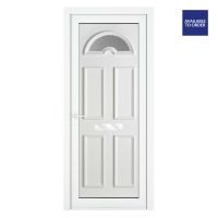 Smart Security uPVC Front Door Sunburst Glass Sandringham White Right Hand Obscure Glass 920x2090mm