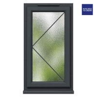 CWG Left Hand Side Hung Obscure Triple Glazed Grey/White uPVC Window
