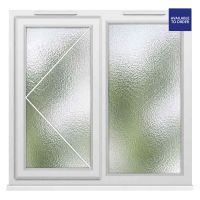 CWG Left Hand Hung with Fixed Panel Obscure Triple Glazed White uPVC Window
