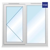 CWG Left Hand Hung with Fixed Panel Clear Triple Glazed White uPVC Window