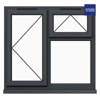 CWG Left Hand Side Hung with Top Opener Clear Triple Glazed Grey/White uPVC Window