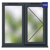 CWG Right Hand Hung with Fixed Panel Obscure Triple Glazed Grey/White uPVC Window