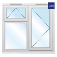 CWG Right Hand Side Hung with Top Opener Clear Triple Glazed White uPVC Window