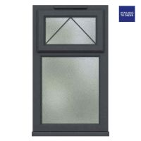 CWG Top Hung Over Fixed Light Obscure Triple Glazed Grey/White uPVC Window