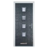 Cottage Style Composite Door 4 Glass Squares Anthracite Grey LH Hung 2100 x 920mm