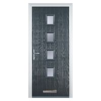 Cottage Style Composite Door 4 Glass Squares Anthracite Grey RH Hung 2100 x 920mm