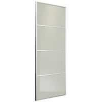 Sliding 4 Panel White Glass Door Silver Frame 914mm