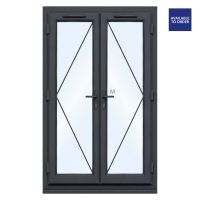 CWG Smart Security uPVC Double Glazed French Door Left Hand Master Grey/White Clear Glass