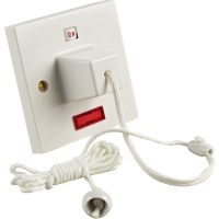 45A DP Ceiling Pull Switch White
