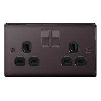 BG Nexus 2 Gang 13A Switched Socket Black Nickel