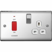 BG Nexus Cooker Control Unit 45A DP Switch With 13A Socket Polished Chrome