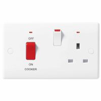 BG Nexus Moulded Cooker Control Unit 45A DP Switch With 13A Socket And Neon