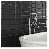 Metro Gloss Black Ceramic Wall Tile 100 x 200mm