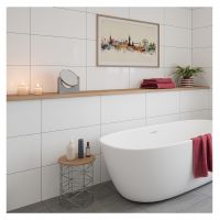 Flat Gloss White Ceramic Wall Tile 300 x 600mm