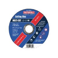 Faithfull Multi-Purpose Cutting Discs 115 x 1.0 x 22.23mm Pack of 10