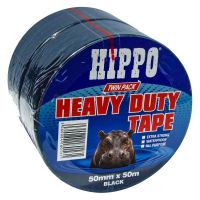 Hippo Black Tape Twin Pack 50mm x 50m