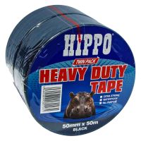 Hippo Black Tape Twin Pack 50mm x 50m