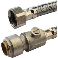 Flexible Tap Connector 15mm x ½" x 300mm Pushfit Isolator Valve