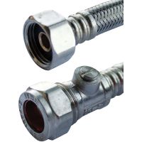 Flexible Tap Connector 15mm x ½" x 500mm with Isolator Valve