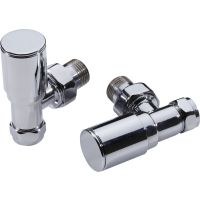 Chrome Angled Towel Rail Radiator Valves Pack of 2