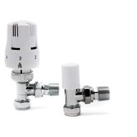 15mm A Rated Angled Thermostatic Radiator Valve & Lockshield Pack (TRV)