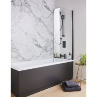 K-Vit Nero Black Radius Edge Bath Screen 1400 x 780mm