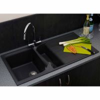 Reginox 1.5 Bowl Black Granite Kitchen Sink & Tap Pack